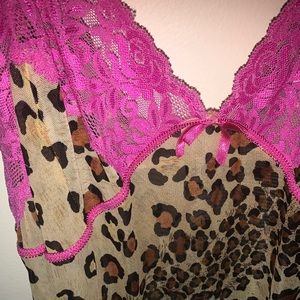 cheetah print pink-laced nightgown